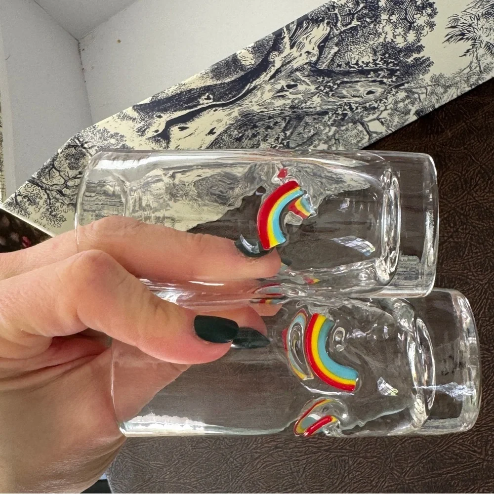 Anthropologie icon shot glass rainbows set